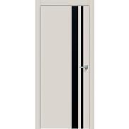 Дверь межкомнатная "Concept-712" Лайт грей, вставка Лакобель чёрная, кромка-ABS