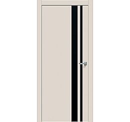 Дверь межкомнатная "Concept-712" Магнолия, вставка Лакобель чёрная, кромка-ABS