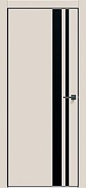 Дверь межкомнатная "Concept-712" Магнолия, вставка Лакобель чёрная, кромка-чёрная матовая