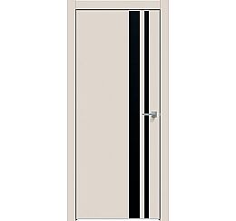 Дверь межкомнатная "Concept-712" Магнолия, вставка Лакобель чёрная, кромка-матовый хром