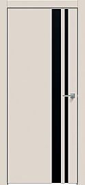 Дверь межкомнатная "Concept-712" Магнолия, вставка Лакобель чёрная, кромка-матовый хром