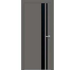 Дверь межкомнатная "Concept-712" Медиум грей, вставка Лакобель чёрная, кромка-ABS