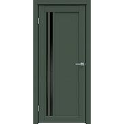Дверь межкомнатная "Design-608" Дарк грин, стекло Лакобель черный