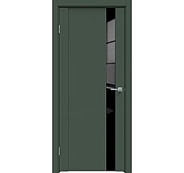 Дверь межкомнатная "Design-655" Дарк грин, стекло Лакобель черный