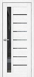 Дверь межкомнатная из эко шпона «Браво-27» Snow Melinga остекление Mirox Grey