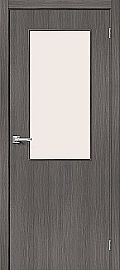 Дверь межкомнатная из эко шпона «Браво-7» Grey Melinga  остекление Magic Fog