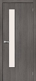 Дверь межкомнатная из эко шпона «Браво-9» Grey Melinga  остекление Magic Fog