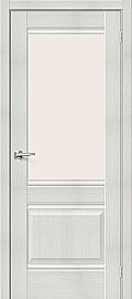 Дверь межкомнатная из эко шпона «Прима-3» Bianco Veralinga стекло Magic Fog