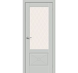 Дверь межкомнатная «Прима-13.Ф2.0.0» Grey Matt остекление White Сrystal