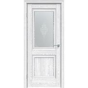 Дверь межкомнатная "Future-587" Дуб патина серый, стекло  Сатин белый лак перламутр