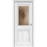 Дверь межкомнатная "Future-587" Дуб патина серый, стекло Сатин бронза бронзовый пигмент