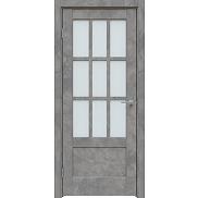 Дверь межкомнатная "Future-649" Бетон тёмно-серый стекло Сатинат белый