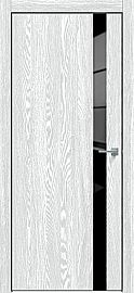 Дверь межкомнатная "Future-702" Дуб патина серый, вставка Лакобель черный, кромка-чёрная матовая