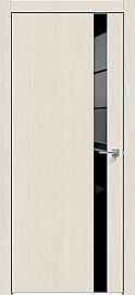 Дверь межкомнатная "Future-702" Дуб Серена керамика, вставка Лакобель черный, кромка-матовый хром