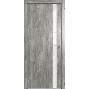 Дверь межкомнатная "Future-702" Дуб винчестер серый, вставка Лакобель белый, кромка-матовый хром