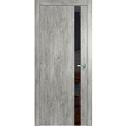 Дверь межкомнатная "Future-702" Дуб винчестер серый, вставка Лакобель черный, кромка-ABS