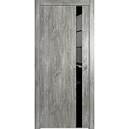 Дверь межкомнатная "Future-702" Дуб винчестер серый, вставка Лакобель черный, кромка-матовый хром