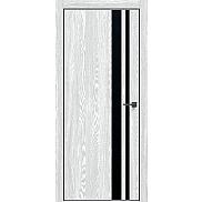 Дверь межкомнатная "Future-712" Дуб патина серый, вставка Лакобель чёрная, кромка-чёрная матовая