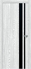 Дверь межкомнатная "Future-712" Дуб патина серый, вставка Лакобель чёрная, кромка-матовый хром