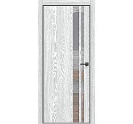 Дверь межкомнатная "Future-712" Дуб патина серый, вставка Зеркало, кромка-чёрная матовая