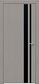 Дверь межкомнатная "Future-712" Дуб серена каменно-серый, вставка Лакобель чёрная, кромка-матовый хром