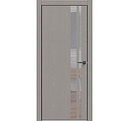 Дверь межкомнатная "Future-712" Дуб серена каменно-серый, вставка Зеркало, кромка-чёрная матовая