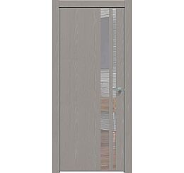 Дверь межкомнатная "Future-712" Дуб серена каменно-серый, вставка Зеркало, кромка-матовый хром