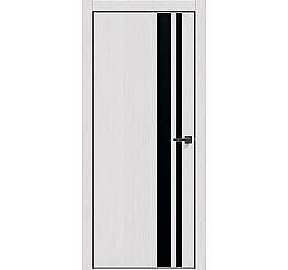 Дверь межкомнатная "Future-712" Дуб серена светло-серый, вставка Лакобель чёрная, кромка-чёрная матовая