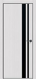 Дверь межкомнатная "Future-712" Дуб серена светло-серый, вставка Лакобель чёрная, кромка-чёрная матовая