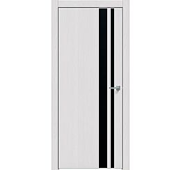 Дверь межкомнатная "Future-712" Дуб серена светло-серый, вставка Лакобель чёрная, кромка-матовый хром