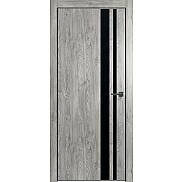 Дверь межкомнатная "Future-712" Дуб винчестер серый, вставка Лакобель чёрная, кромка-чёрная матовая