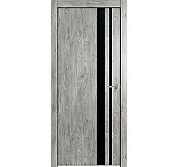 Дверь межкомнатная "Future-712" Дуб винчестер серый, вставка Лакобель чёрная, кромка-матовый хром
