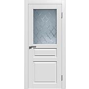 Дверь межкомнатная "Гранд 3" Эмаль белая RAL 9003, стекло Сатинат белый