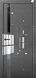 Дверь межкомнатная "Платина-7"  Crystall Gray вставка Лакобель чёрный кромка-ABS