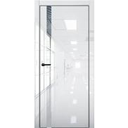 Дверь межкомнатная "Платина-7"  Crystall White, вставка Зеркало кромка- матовый хром