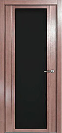 Дверь межкомнатная шпонированная "H-IV" Дуб грейвуд стекло Лакобель чёрный