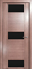 Дверь межкомнатная шпонированная "H-VIII" Дуб грейвуд стекло Лакобель чёрный