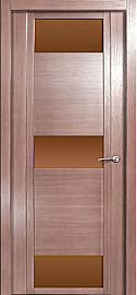 Дверь межкомнатная шпонированная "H-VIII" Дуб грейвуд стекло Сатинато бронза
