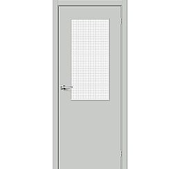 Дверь межкомнатная из ПВХ "Браво-7" Grey Pro остекление Wired Glass