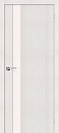 Дверь межкомнатная из эко шпона «Порта-11» Bianco Veralinga остекление Triplex сатин