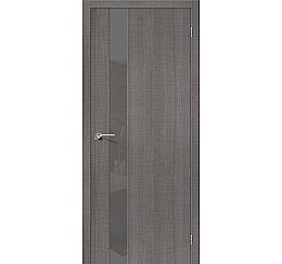 Дверь межкомнатная из эко шпона «Порта-51 S» Grey Crosscut остекление Lacobel серый