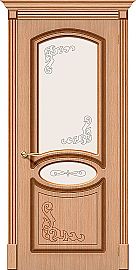 Дверь межкомнатная шпонированная «Азалия» Дуб Ф-05 (Шпон файн-лайн) остекление Сатинато белое