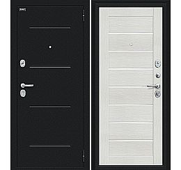 Дверь входная металлическая «Техно» Букле черное/Bianco Veralinga