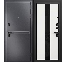 Дверь входная City Prime MP Черный муар металлик/D4 Белый матовый Sipr-4 lacobel black