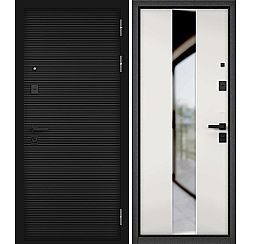 Дверь входная City Prime 181/Si-4 Mirox Grey Чёрный матовый/Белый софт (Фурнитура чёрная)