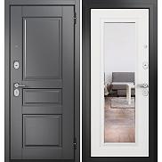 Дверь входная Family Eco PP Антрацит букле/МДФ Дуб графитовый матовый ED-2 МДФ Белый ларче E-140 mirror