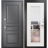 Дверь входная Family Eco PP Антрацит букле/МДФ Дуб графитовый матовый ED-2  МДФ Белый ларче E-140 mirror Задвижка