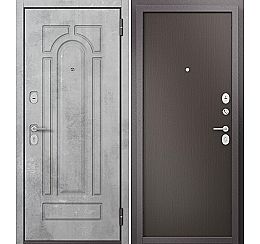 Дверь входная Family Eco PP Шоколад букле/МДФ Бетон серый E-102 МДФ Шоколад ларче E-100 Задвижка