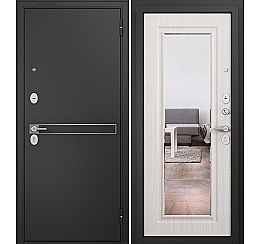 Дверь входная Family Mass MP M-140 Черный муар металлик/D-4 Бьянко ларче mirror Задвижка