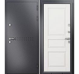 Дверь входная Termo Standart MP 10TD-2 Графит букле (порог)/R-4 Белый ларче